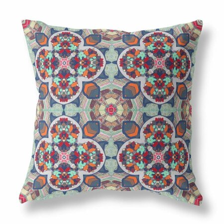 PALACEDESIGNS 16 in. Cloverleaf Indoor & Outdoor Throw Pillow Muted Green & Orange PA3099453